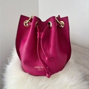 Pink Anna Paola convertible bucket bag